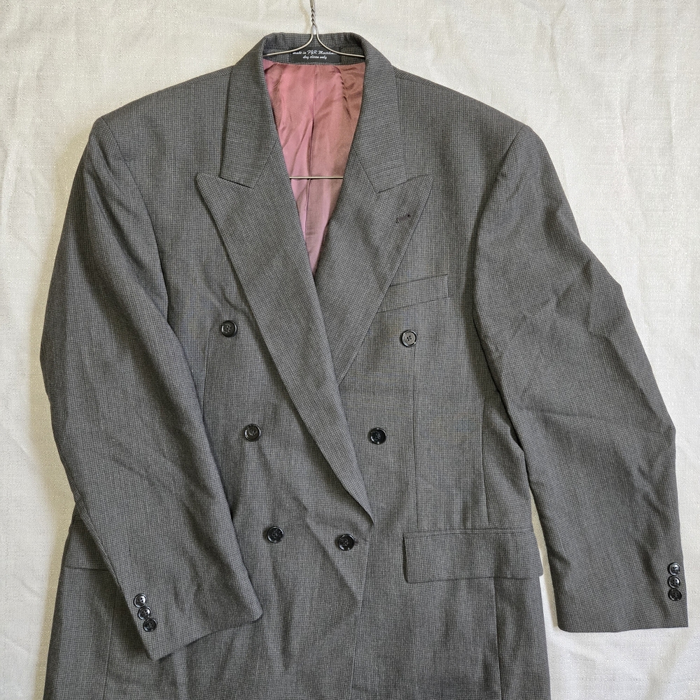 Christian Aujard Vintage Gray Old Money Double-Breast Blazer Jacket 42R